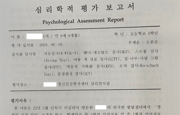 나영이 심리학적 평가 보고서